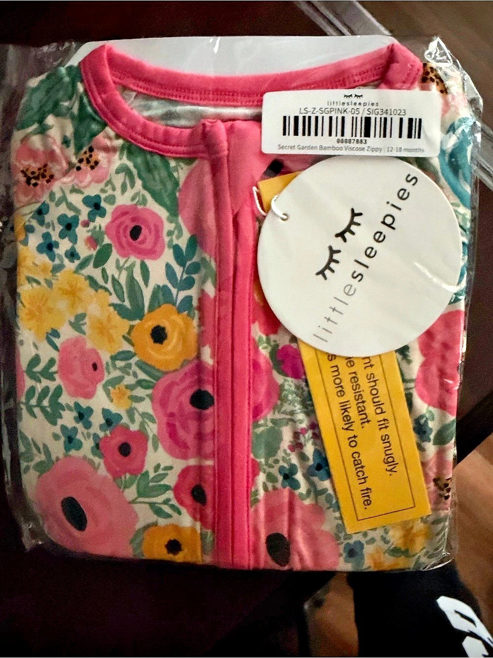 Little Sleepies Secret Garden Bamboo Viscose Zippy Floral Zippy 12-18 NWT